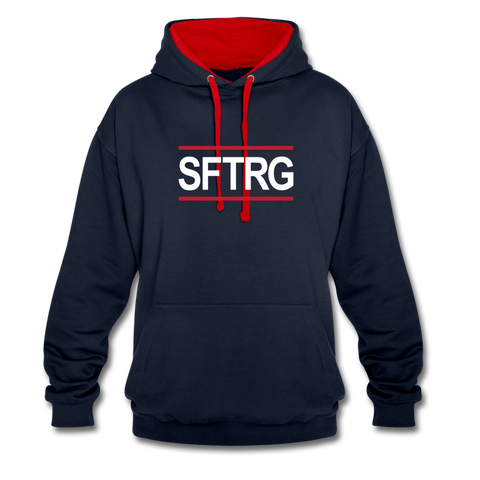 SFTRG Contrast Colour Unisex Hoodie - Navy/Rot