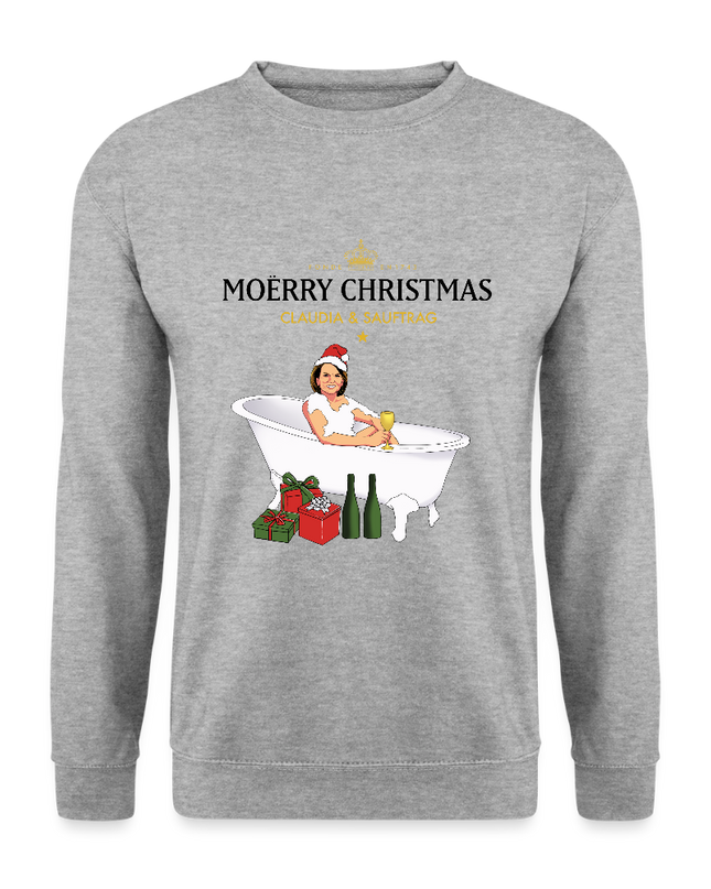 Claudia Obert x Sauftrag Pulli Unisex - Weißgrau meliert