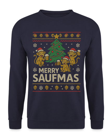 "Merry Saufmas" - Weihnachtspullover - Navy
