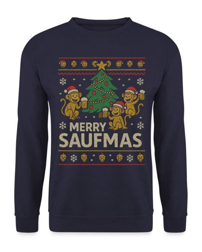 "Merry Saufmas" - Weihnachtspullover - Navy