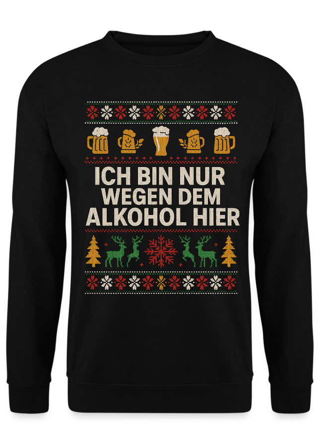 "wegen Alkohol hier" - Weihnachtspullover - Schwarz