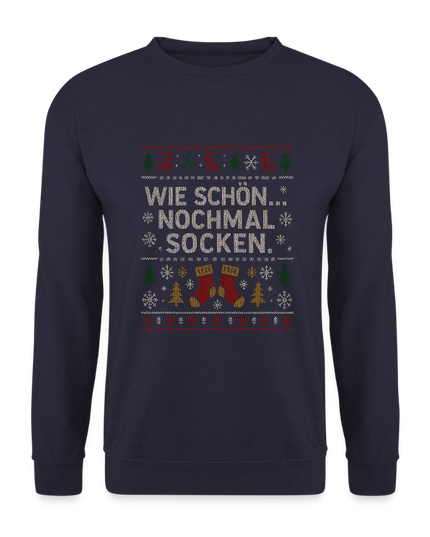 "nochmal Socken" - Weihnachtspullover - Navy