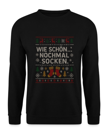 "nochmal Socken" - Weihnachtspullover - Schwarz