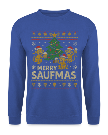 "Merry Saufmas" - Weihnachtspullover - Royalblau