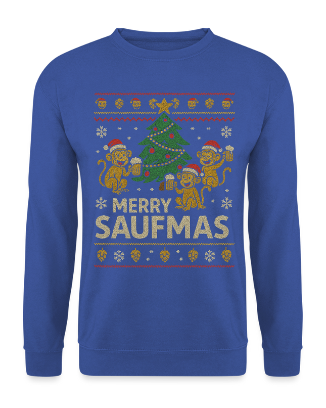 "Merry Saufmas" - Weihnachtspullover - Royalblau