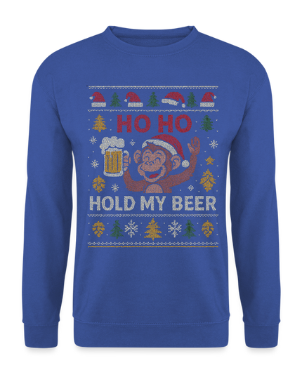 "Hold my Beer" - Weihnachtspullover - Royalblau