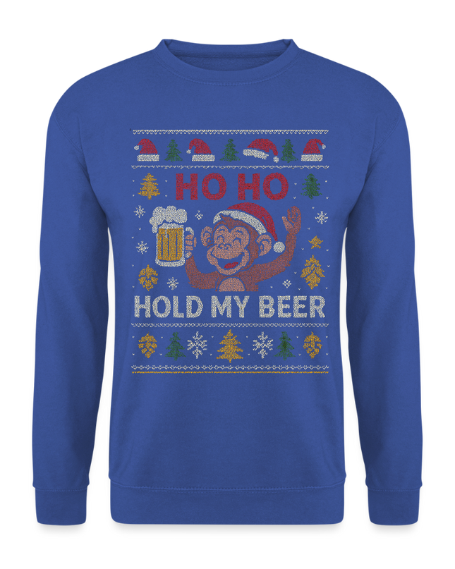 "Hold my Beer" - Weihnachtspullover - Royalblau