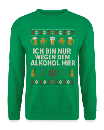 "wegen Alkohol hier" - Weihnachtspullover - Kelly Green