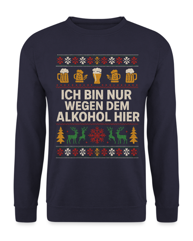 "wegen Alkohol hier" - Weihnachtspullover - Navy