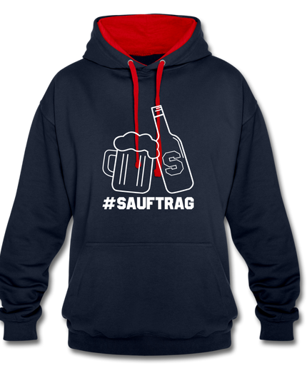 #SAUFTRAG Contrast Colour Hoodie - Navy/Rot