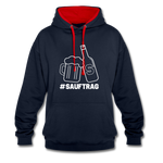 #SAUFTRAG Contrast Colour Hoodie - Navy/Rot