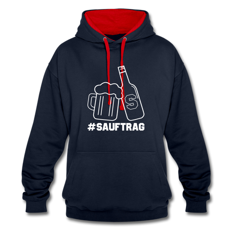 #SAUFTRAG Contrast Colour Hoodie - Navy/Rot