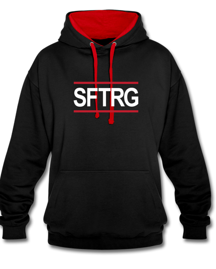 SFTRG Contrast Colour Unisex Hoodie - Schwarz/Rot