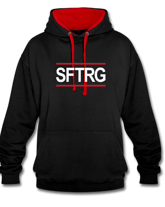 SFTRG Contrast Colour Unisex Hoodie - Schwarz/Rot