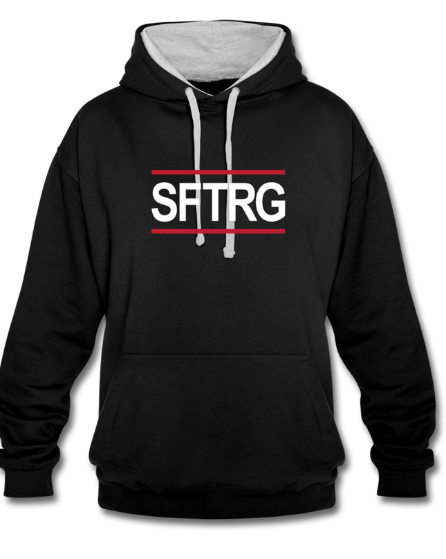 SFTRG Contrast Colour Unisex Hoodie - Schwarz/Grau meliert