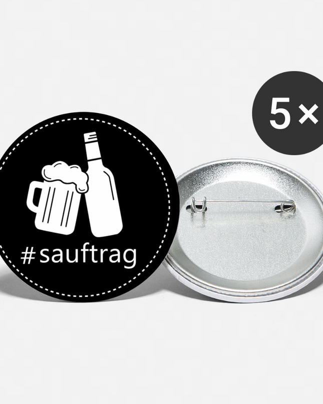 Sauftrag Klassik Anstecker (5er Pack) - Weiß