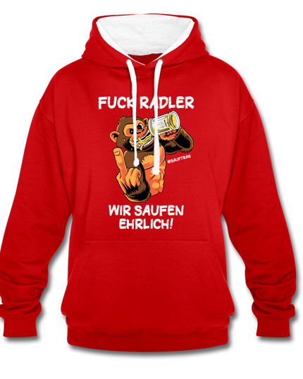 FUCK RADLER Contrast Colour Unisex Hoodie - Rot/Weiß