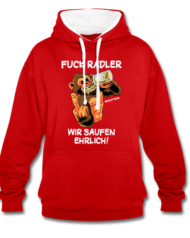 FUCK RADLER Contrast Colour Unisex Hoodie - Rot/Weiß