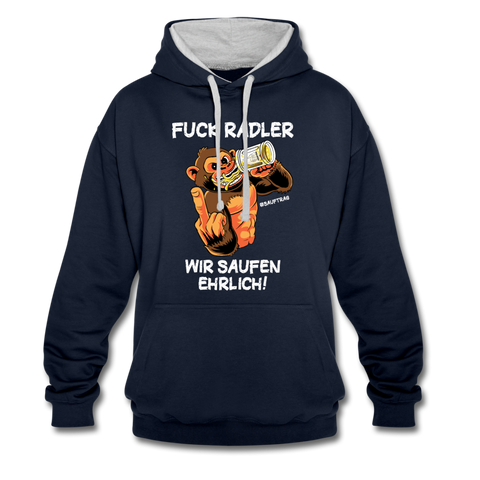 FUCK RADLER Contrast Colour Unisex Hoodie - Navy/Grau meliert