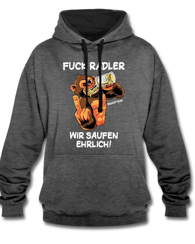 FUCK RADLER Contrast Colour Unisex Hoodie - Anthrazit/Schwarz