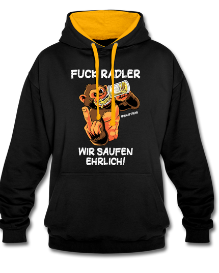 FUCK RADLER Contrast Colour Unisex Hoodie - Schwarz/Gold