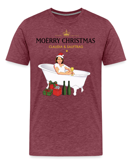 Claudia & Sauftrag Premium T-Shirt - heather burgundy