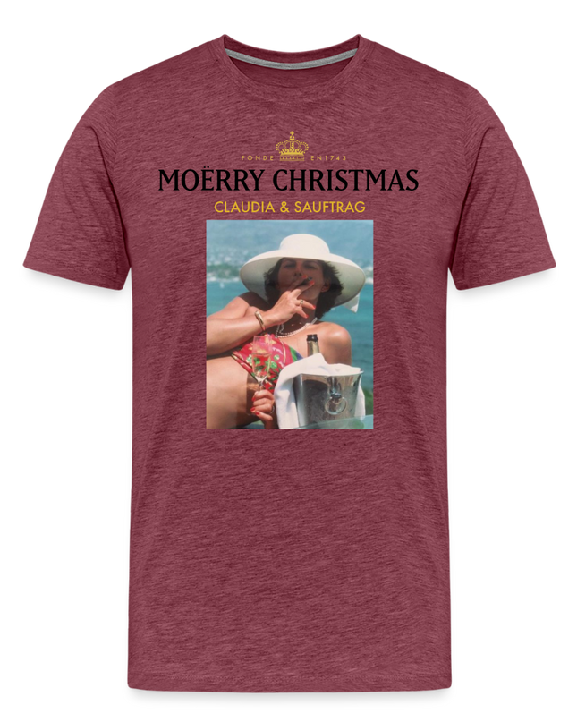 Claudia & Sauftrag Premium T-Shirt - heather burgundy