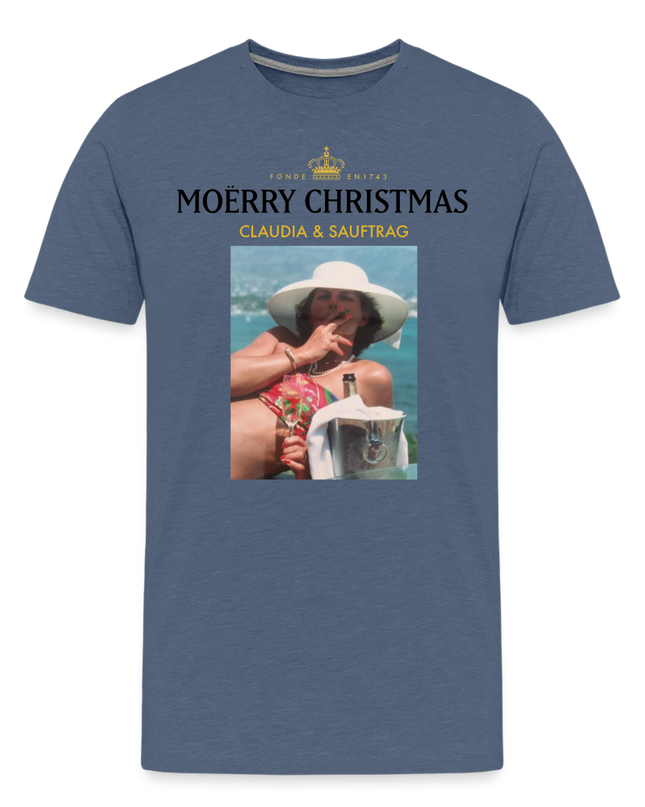 Claudia & Sauftrag Premium T-Shirt - heather blue