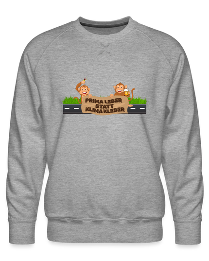 "Prima Leber statt Klimakleber" - Männer Premium Pullover - Grau meliert