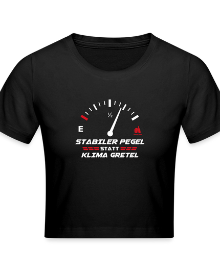 "Stabiler Pegel" - Crop T-Shirt - Schwarz