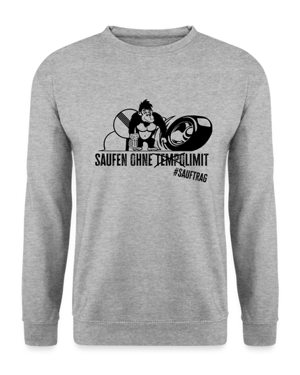 "Saufen ohne Limit" - Unisex Pullover - Weißgrau meliert
